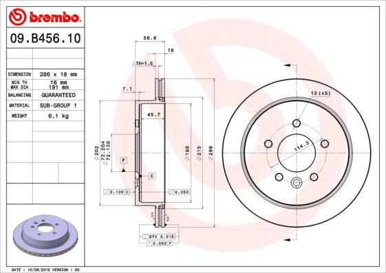 Brembo 09.B456.10 - Brake Disc autospares.lv