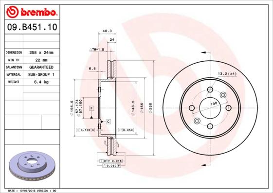 Brembo 09.B451.10 - Brake Disc autospares.lv