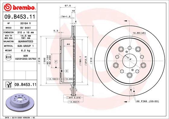 Brembo 09.B453.11 - Brake Disc autospares.lv