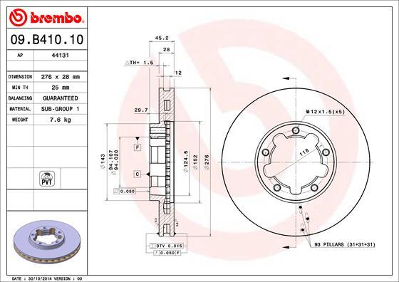 Brembo 09.B410.10 - Brake Disc autospares.lv
