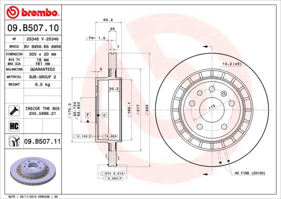 Brembo 09.B507.11 - Brake Disc autospares.lv