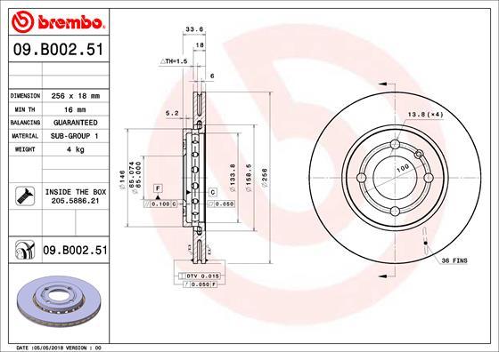 Brembo 09.B002.50 - Brake Disc autospares.lv