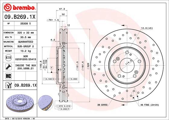 Brembo 09.B269.1X - Brake Disc autospares.lv