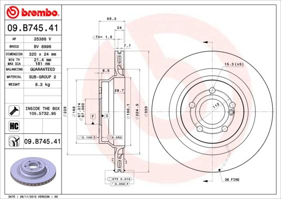 Brembo 09.B745.41 - Brake Disc autospares.lv