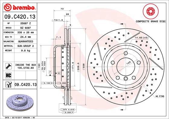 Brembo 09.C420.13 - Brake Disc autospares.lv