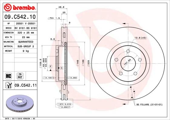 Brembo 09.C542.11 - Brake Disc autospares.lv