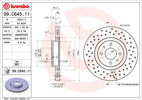 Brembo 09.C645.11 - Brake Disc autospares.lv