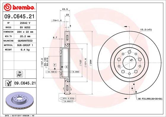 Brembo 09.C645.21 - Brake Disc autospares.lv