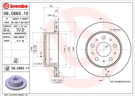 Brembo 09.C663.11 - Brake Disc autospares.lv