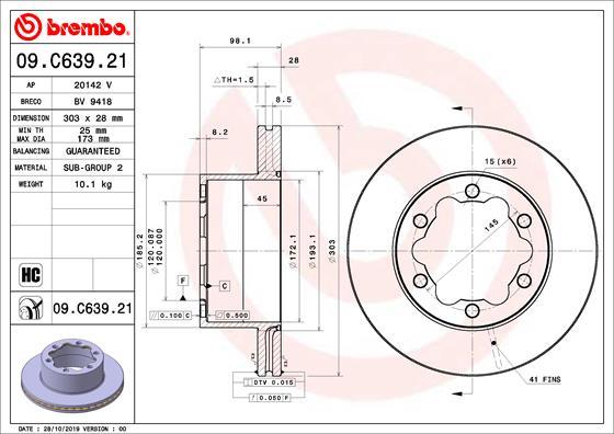 Brembo 09.C639.21 - Brake Disc autospares.lv