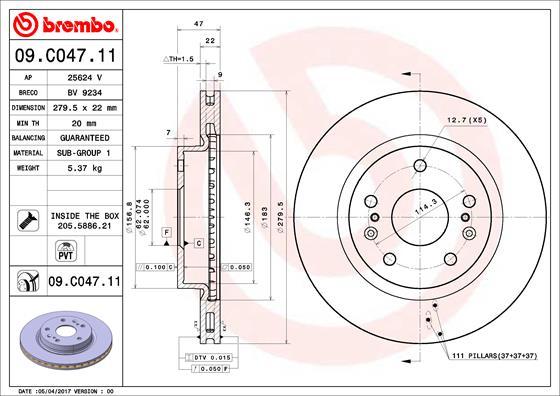 Brembo 09.C047.11 - Brake Disc autospares.lv