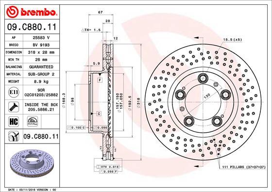 Brembo 09.C880.11 - Brake Disc autospares.lv