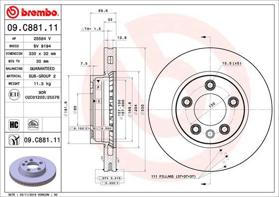 Brembo 09.C881.11 - Brake Disc autospares.lv