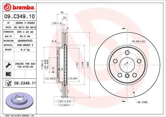 Brembo 09.C349.11 - Brake Disc autospares.lv