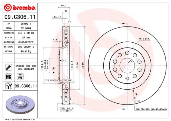 Brembo 09.C306.11 - Brake Disc autospares.lv
