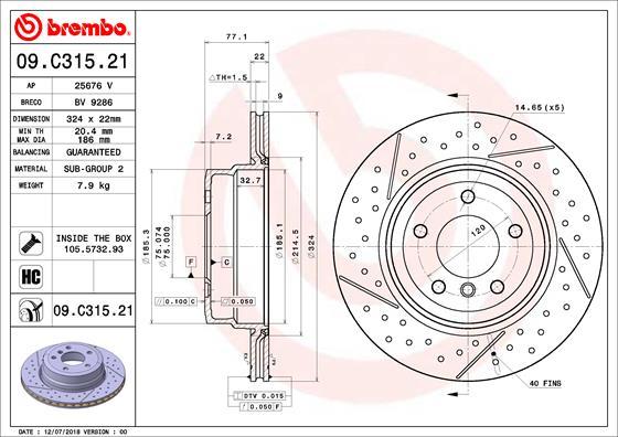 Brembo 09.C315.21 - Brake Disc autospares.lv