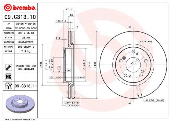 Brembo 09.C313.11 - Brake Disc autospares.lv