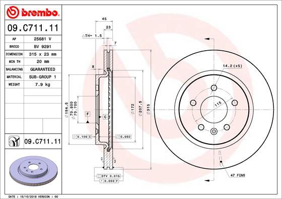 Brembo 09.C711.11 - Brake Disc autospares.lv