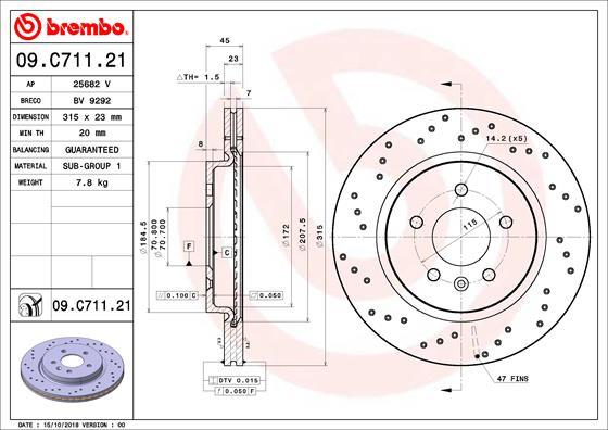 Brembo 09.C711.21 - Brake Disc autospares.lv