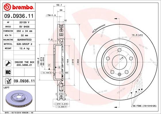 Brembo 09.D936.11 - Brake Disc autospares.lv