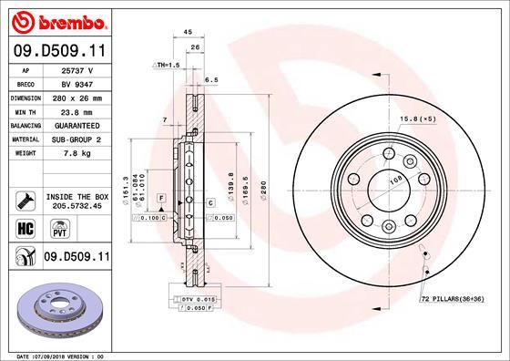 Brembo 09.D509.11 - Brake Disc autospares.lv
