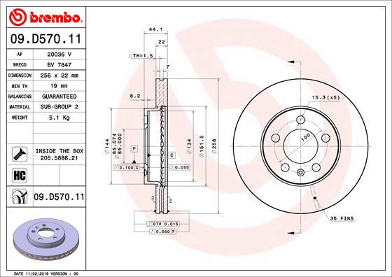 Brembo 09.D570.11 - Brake Disc autospares.lv