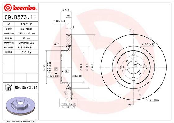 Brembo 09.D573.11 - Brake Disc autospares.lv