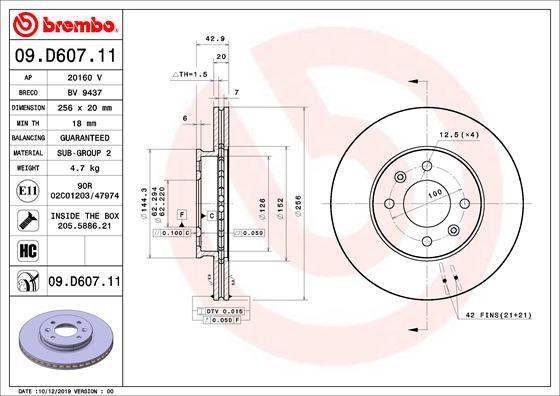 Brembo 09.D607.11 - Brake Disc autospares.lv