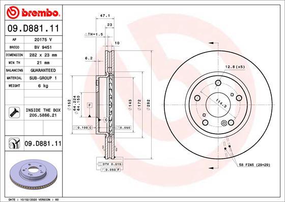 Brembo 09.D881.11 - Brake Disc autospares.lv