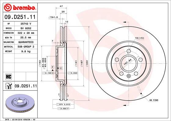 Brembo 09.D251.11 - Brake Disc autospares.lv