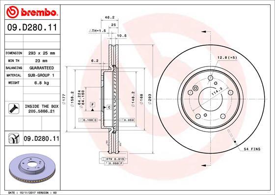 Brembo 09.D280.11 - Brake Disc autospares.lv