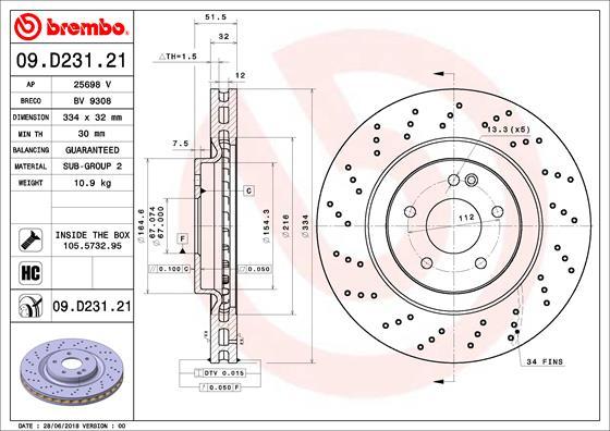 Brembo 09.D231.21 - Brake Disc autospares.lv