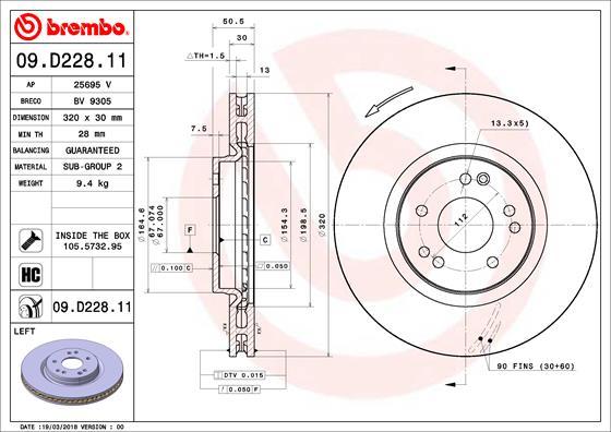 Brembo 09.D228.11 - Brake Disc autospares.lv