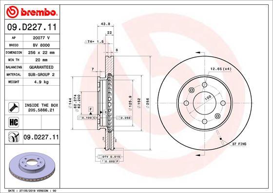 Brembo 09.D227.11 - Brake Disc autospares.lv