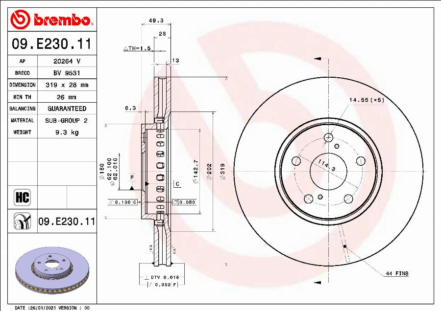 Brembo 09.E230.11 - Brake Disc autospares.lv
