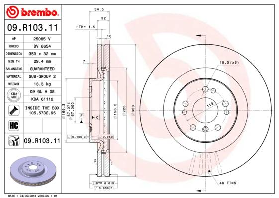 Brembo 09.R103.11 - Brake Disc autospares.lv