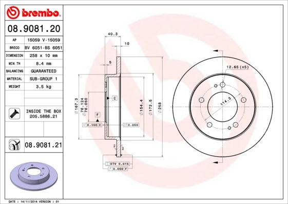 Brembo 08.9081.20 - Brake Disc autospares.lv