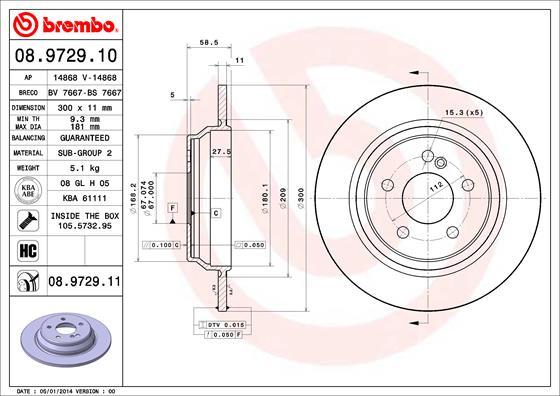 Brembo 08.9729.11 - Brake Disc autospares.lv