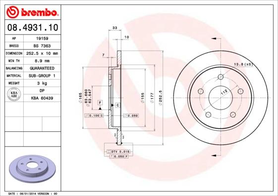 Brembo 08.4931.10 - Brake Disc autospares.lv