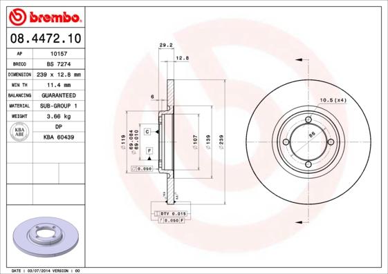 Brembo 08.4472.10 - Brake Disc autospares.lv