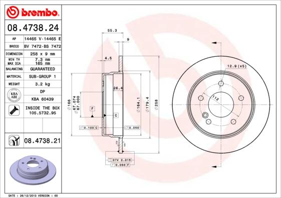 Brembo 08.4738.21 - Brake Disc autospares.lv