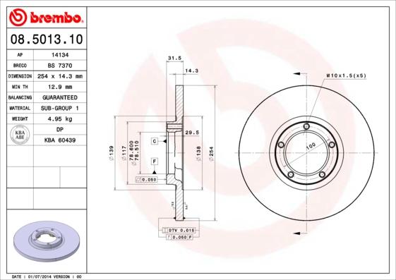 Brembo 08.5013.10 - Brake Disc autospares.lv