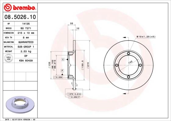Brembo 08.5026.10 - Brake Disc autospares.lv