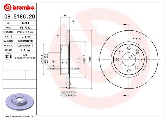 Brembo 08.5186.20 - Brake Disc autospares.lv