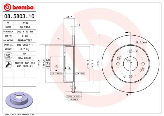 Brembo 08.5803.10 - Brake Disc autospares.lv