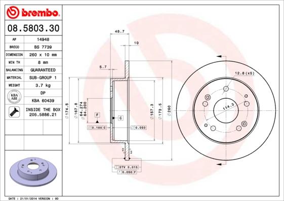 Brembo 08.5803.30 - Brake Disc autospares.lv