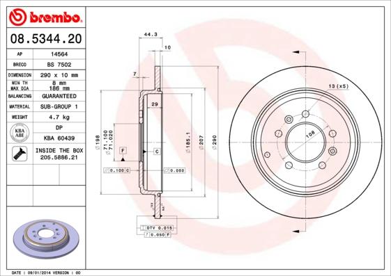 Brembo 08.5344.20 - Brake Disc autospares.lv