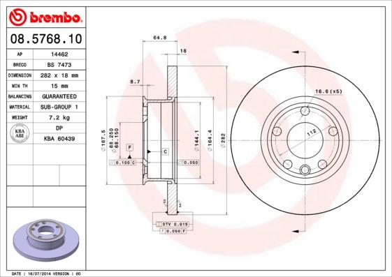Brembo 08.5768.10 - Brake Disc autospares.lv