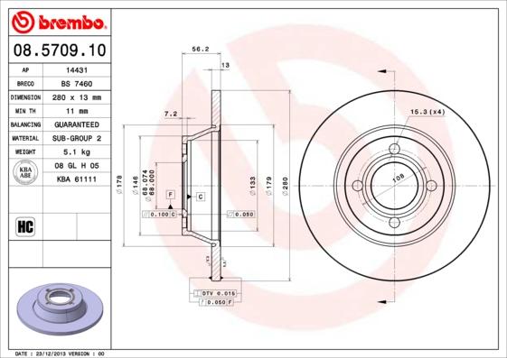 Brembo 08.5709.10 - Brake Disc autospares.lv