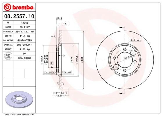 Brembo 08.2557.10 - Brake Disc autospares.lv